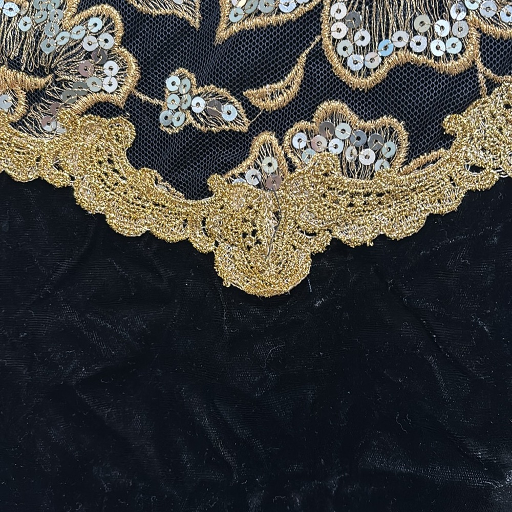 JESSICA MCCLINTOCK Vintage Black Velvet Sequin appliqué Jacket - Picture 6 of 8